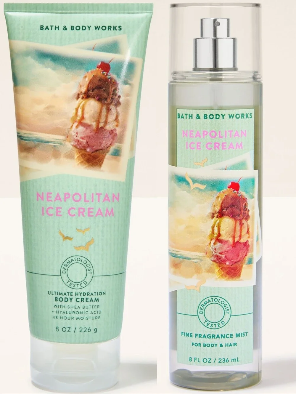 Bath Body Works Neopolitan Ice Cream Body Cream & Fragrance Mist Set NEW